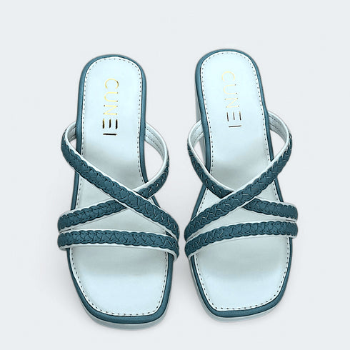 Sky Blue and White Wedges - cunei